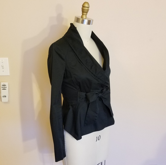BCBG Max Azria black wrap tie-front blazer size S - Picture 5 of 8